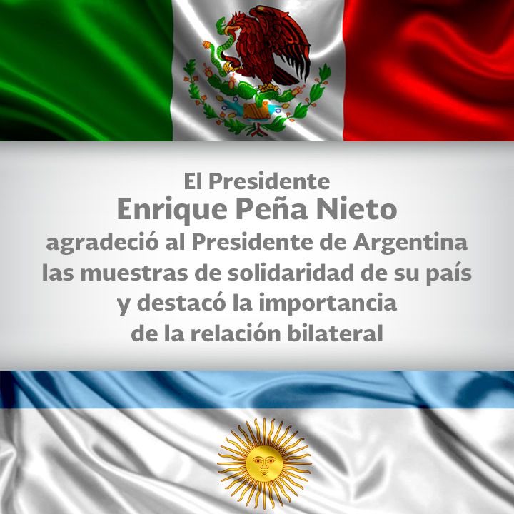 SRE_mx's tweet photo. El Presidente @EPN agradece al Presidente de #Argentina @mauriciomacri solidaridad con #México #ComunicadoSRE https://t.co/AUwGki6pkB https://t.co/MAQr4vQLt6