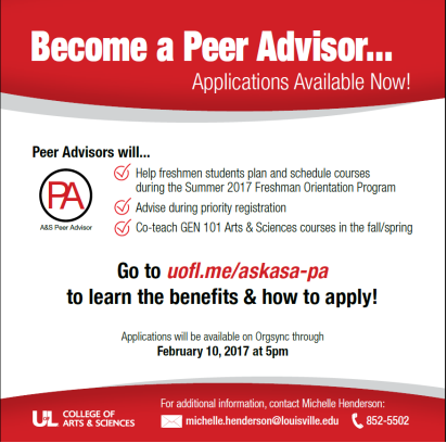 ASAdvising's tweet photo. LAST DAY for Peer Advisor Apps! Last required interest session TODAY 1-2pm in Gardiner Hall 104 #ASAdvising #PeerAdvising https://t.co/cVKmVZhkyV