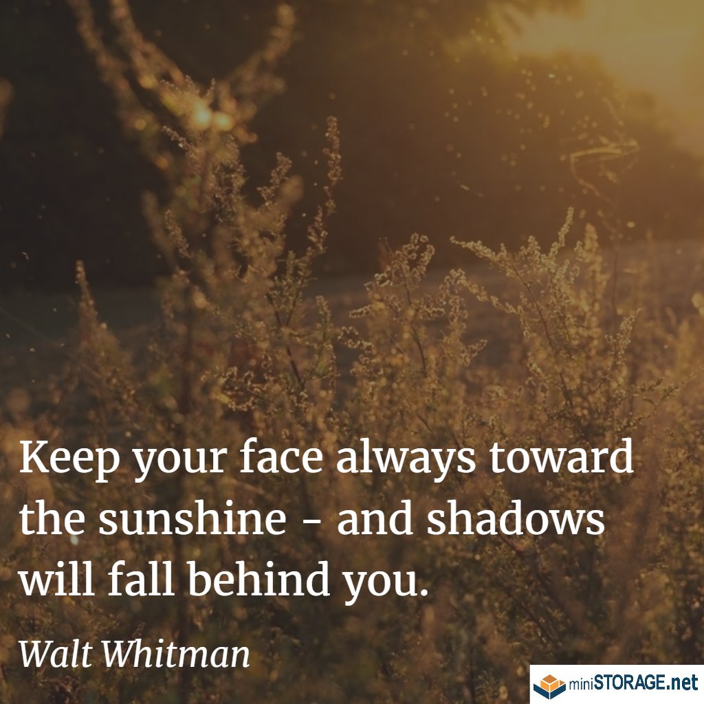 MiniStorage_CM's tweet image. Keep your face always toward the sunshine and shadows will fall behind you. -Walt Whitman #mondaymotivation