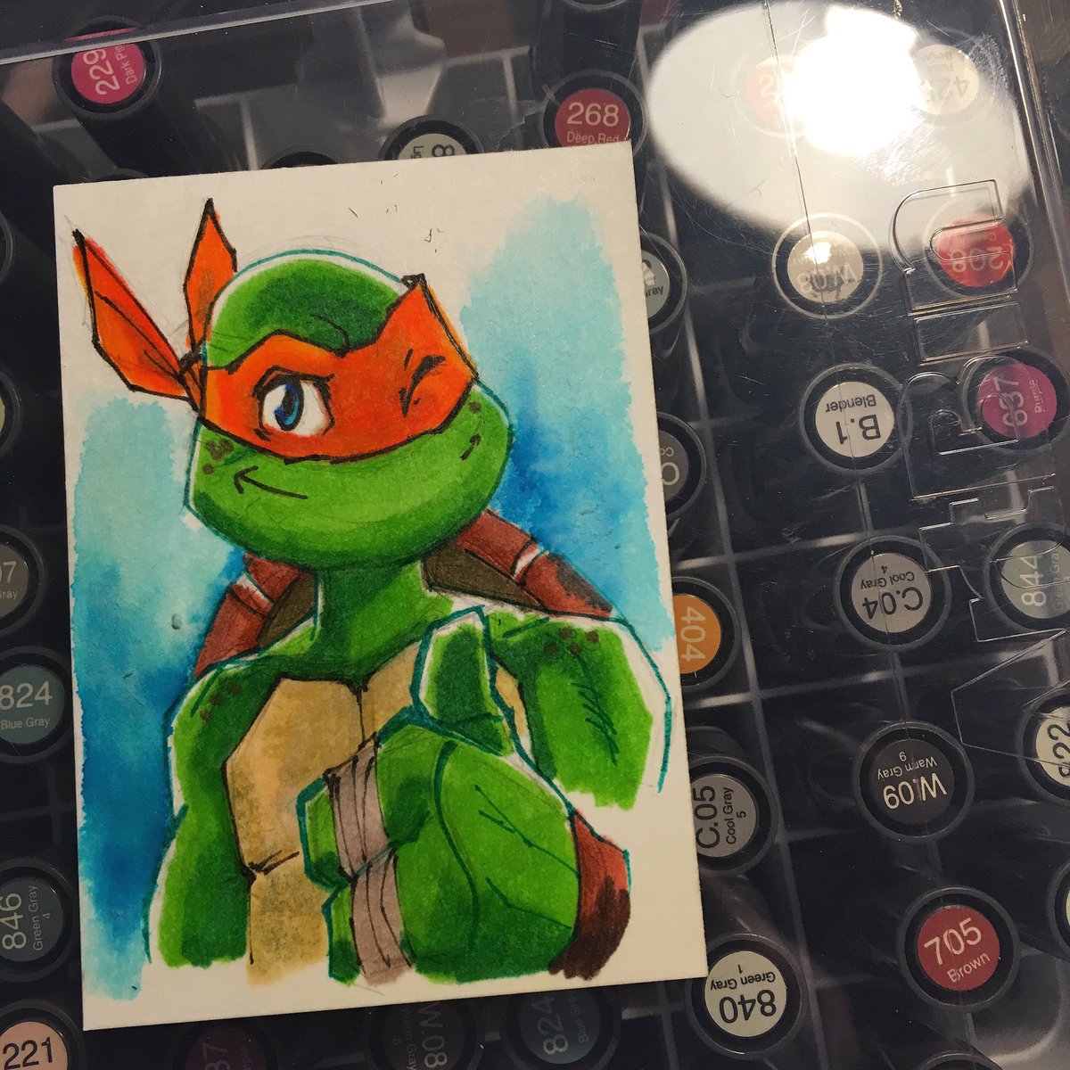 1800getatom's tweet photo. #MikeyRocks #tmnt #michaelangelo #kuretake https://t.co/mdI9FNyt1O