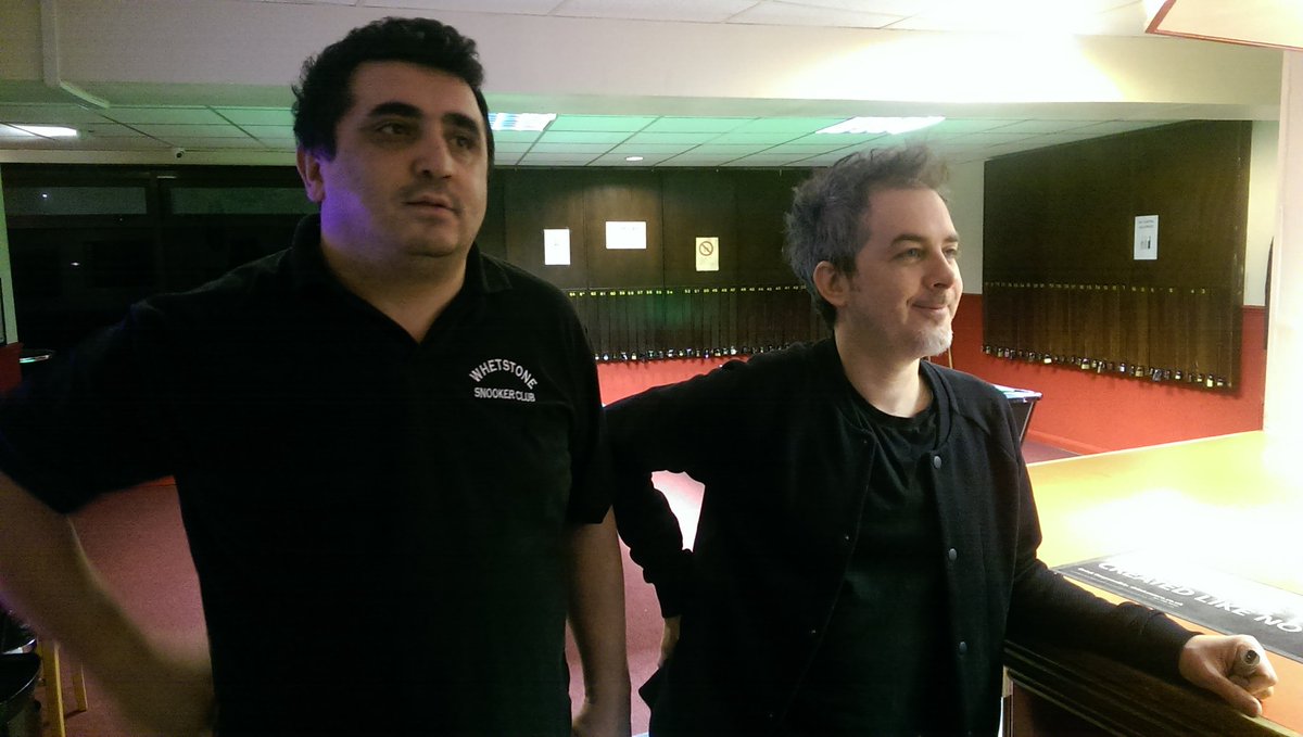 WhetSnooker's tweet photo. Back home at @whetsnooker with AliG. Well done to #BigMilt champ of #germanmasters https://t.co/neag3IgwHg