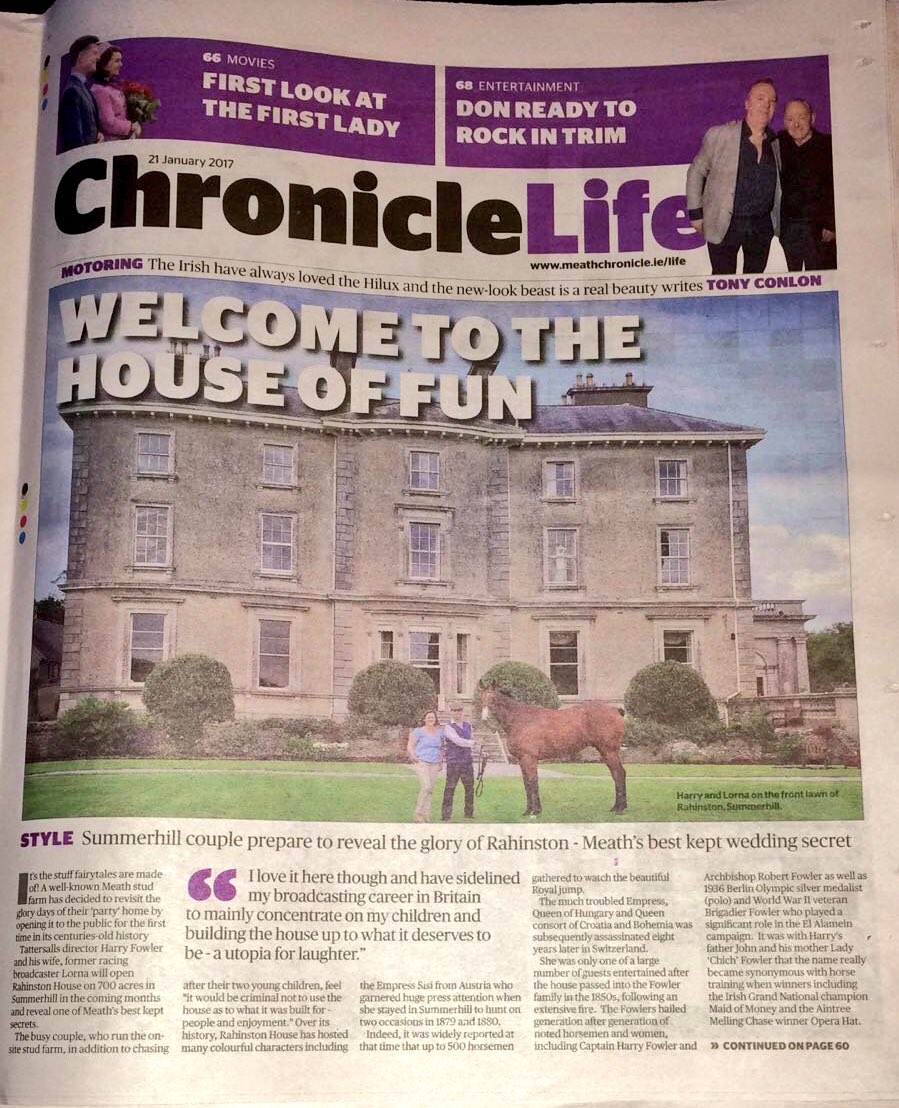 RahinstonEvents's tweet photo. A lovely feature in the @meathchronicle on Rahinston as a Party &amp; Wedding hire venue... Great headline 'Welcome to the house of fun'... https://t.co/77KFMmzmot