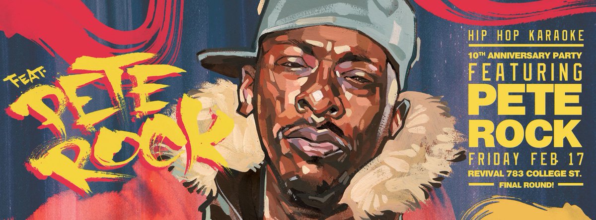 hhktoronto's tweet photo. HIP-HOP KARAOKE 10 YEAR ANNIVERSARY PARTY  ft. SPECIAL GUEST @PeteRock going down at @RevivalBarTO on Fri. Feb. 17!! #HHK #HHKTO #PeteRock https://t.co/HhW7dcvnPN