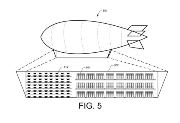 PopSci's tweet photo. Amazon patents warehouse blimps with packages delivered by drone https://t.co/TZFJLaU2lu https://t.co/36mXJXQsCu