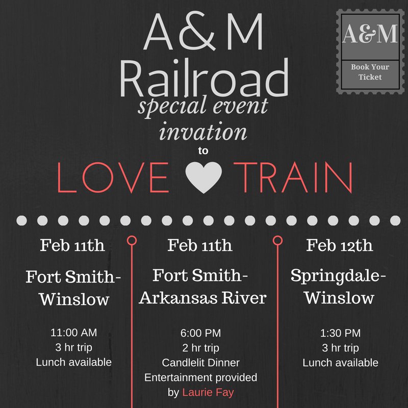 AM_Railroad's tweet photo. We cordially invite you to our special event! You can book a ticket online, or call us to (479) 725-4017. #lovetrain #NWA #AMrailroad https://t.co/1RlVAiKOcl