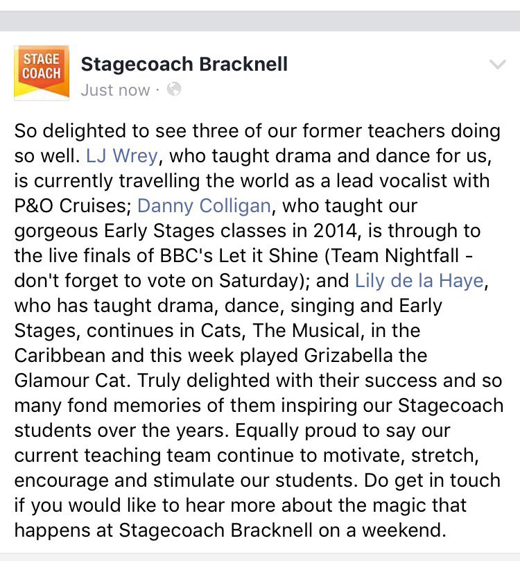 stagecoachbrack's tweet photo. From our Facebook feed. So very delighted to have teachers with so much talent at Stagecoach Bracknell. https://t.co/GdEXKv3oT7