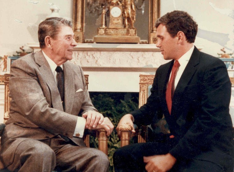 VP45's tweet photo. Happy birthday to Pres. Reagan. His leadership inspired a generation to believe in America. Honored to have been sworn in as VP on his bible https://t.co/jl63DAIJmS