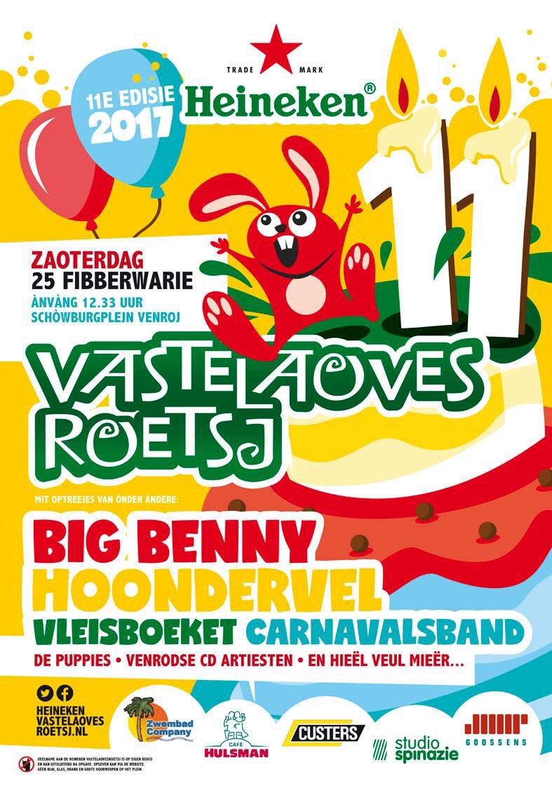 Het programma van 1x11 Roetsj! Dat wordt een groot feest. <a href="/depielhaas/">De Pielhaas</a> <a href="/WouterPoels/">Wouter Poels</a> <a href="/HeinekenRoetsj/">VastelaovesRoetsj</a> @VorstRob