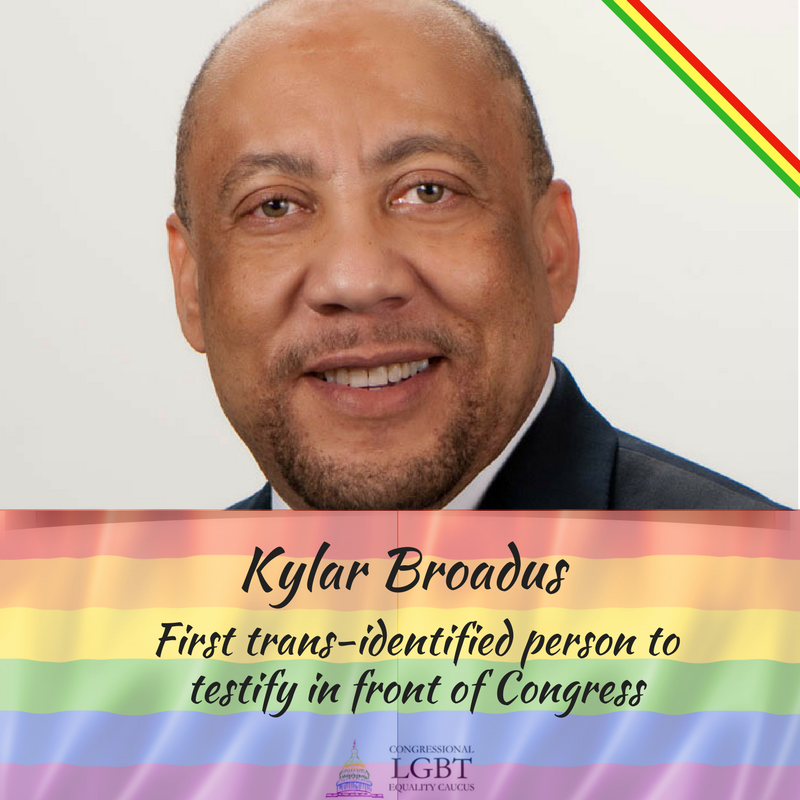 EqualityCaucus's tweet photo. .@KylarBroadus is the first #trans American to testify in front of Congress. #BlackHistoryMonth https://t.co/4friRdWh9z