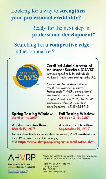 AHVRPAHA's tweet photo. Looking into a CAVS certification? Here are the dates you need to know! #AHVRP #AHVRP17 https://t.co/VaqIaHGg0G