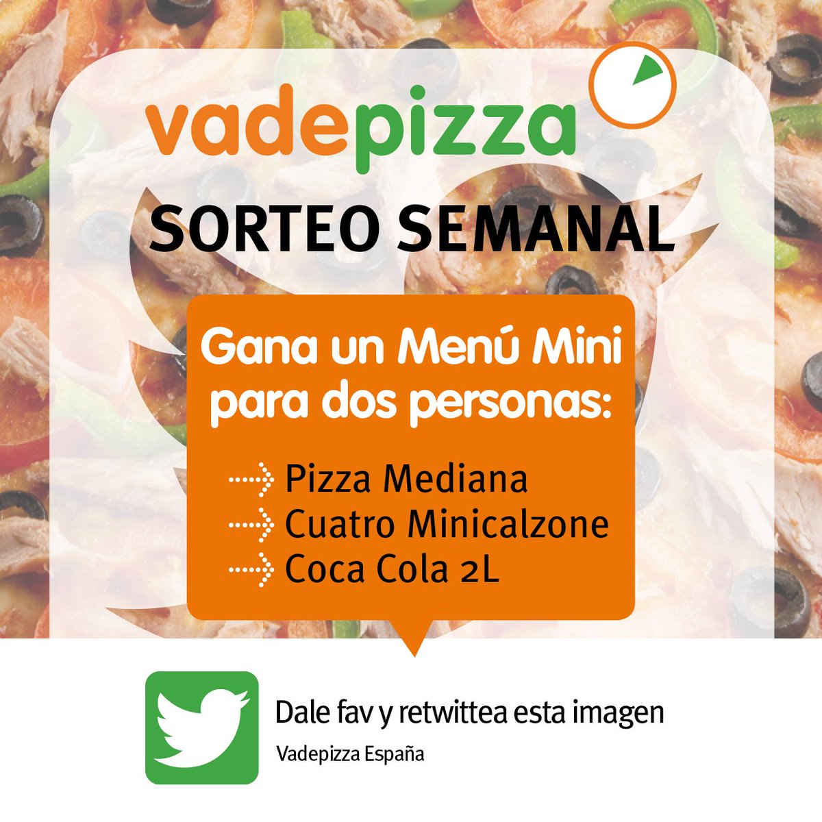 vadepizza's tweet photo. Reconoced que sabemos animaros el lunes...¡Nuevo sorteo en Vadepizza! Sigue las instrucciones para optar a un menú por la patilla. https://t.co/JFIWH6k4YR