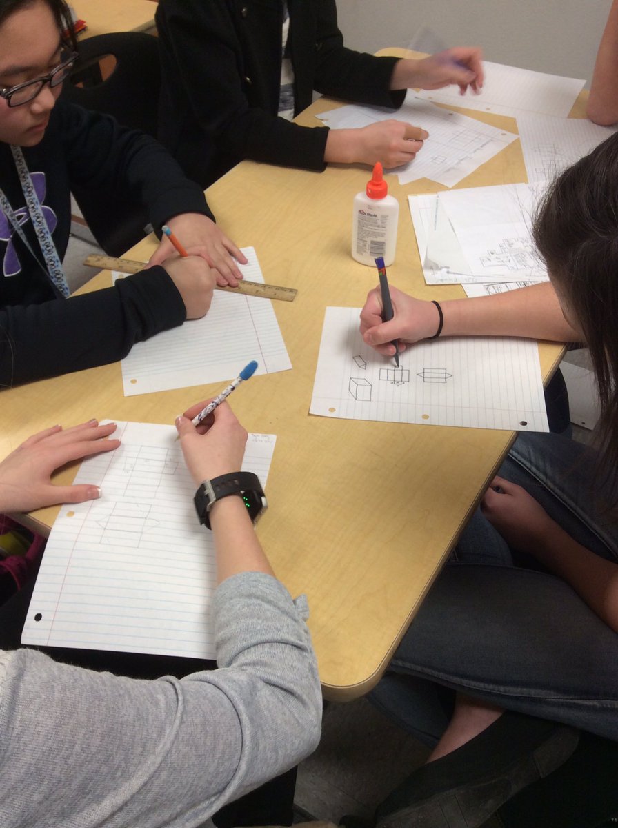 MrsSmithNavo's tweet photo. Adv #math ss #collaborating to create a rectangular prism and a triangular prism with the same surface area. #nmsmath @dentonisd #engaged https://t.co/6CE6YVjbgR