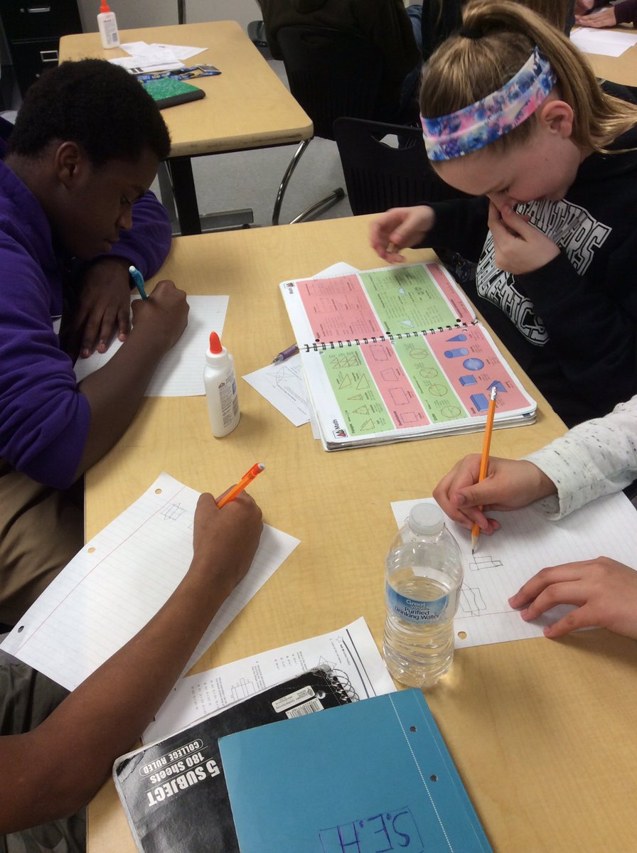 MrsSmithNavo's tweet photo. Adv #math ss #collaborating to create a rectangular prism and a triangular prism with the same surface area. #nmsmath @dentonisd #engaged https://t.co/6CE6YVjbgR