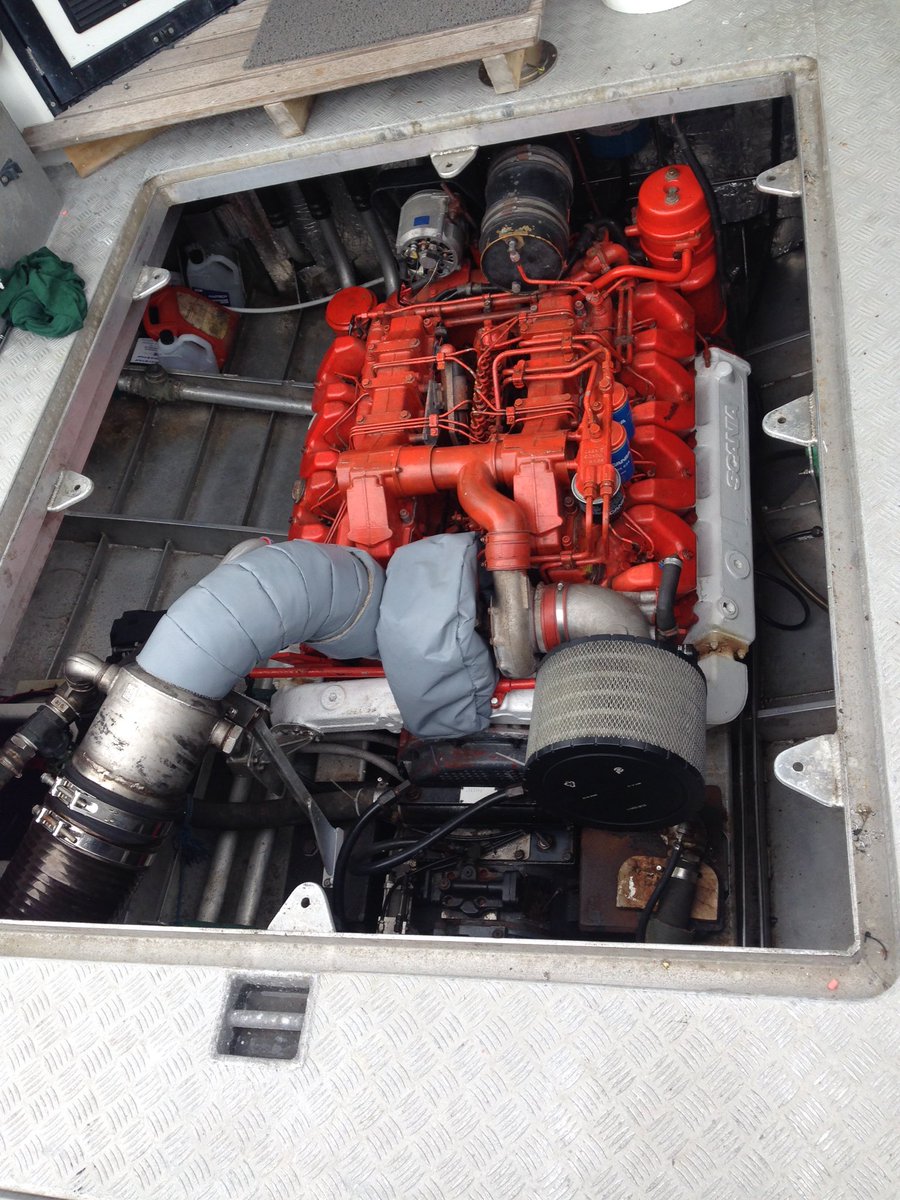 Servicing a 14L Scania in Gulf Harbour today.