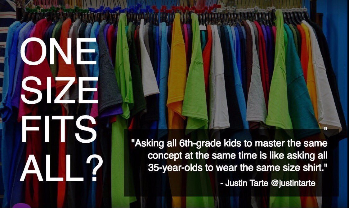 gregwhitby's tweet photo. One Size does not fit all - this is what all educators need to remember. @justintarte https://t.co/E8ofS0rB1d