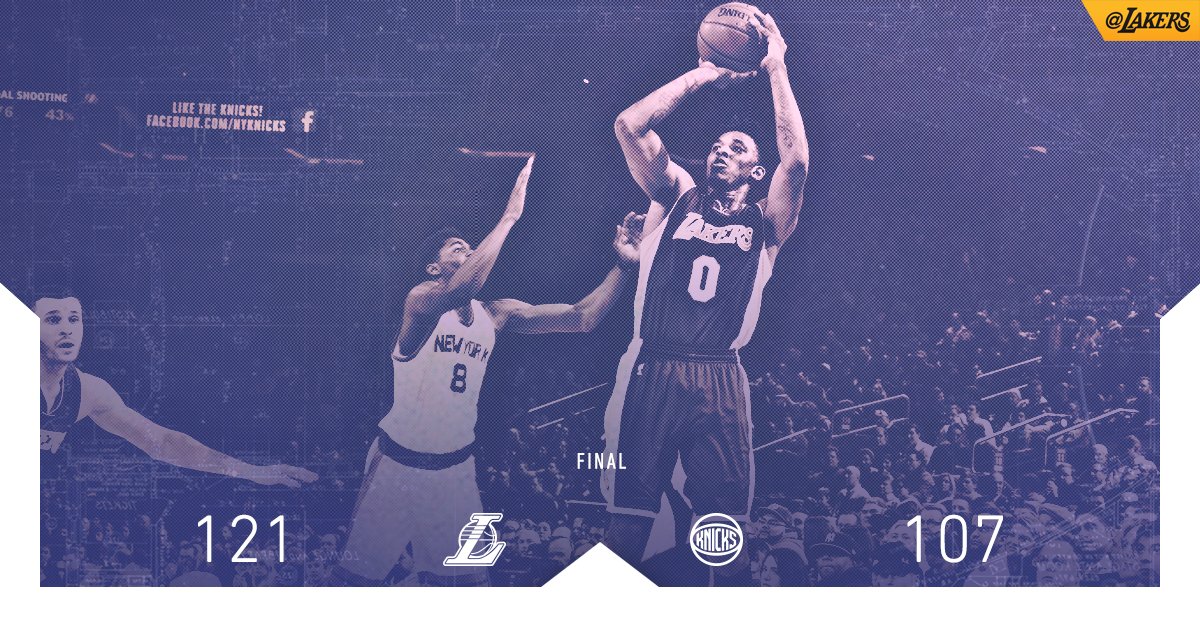Lakers's tweet photo. The #LakeShow brought it in New York. https://t.co/YZOKCPPDQR