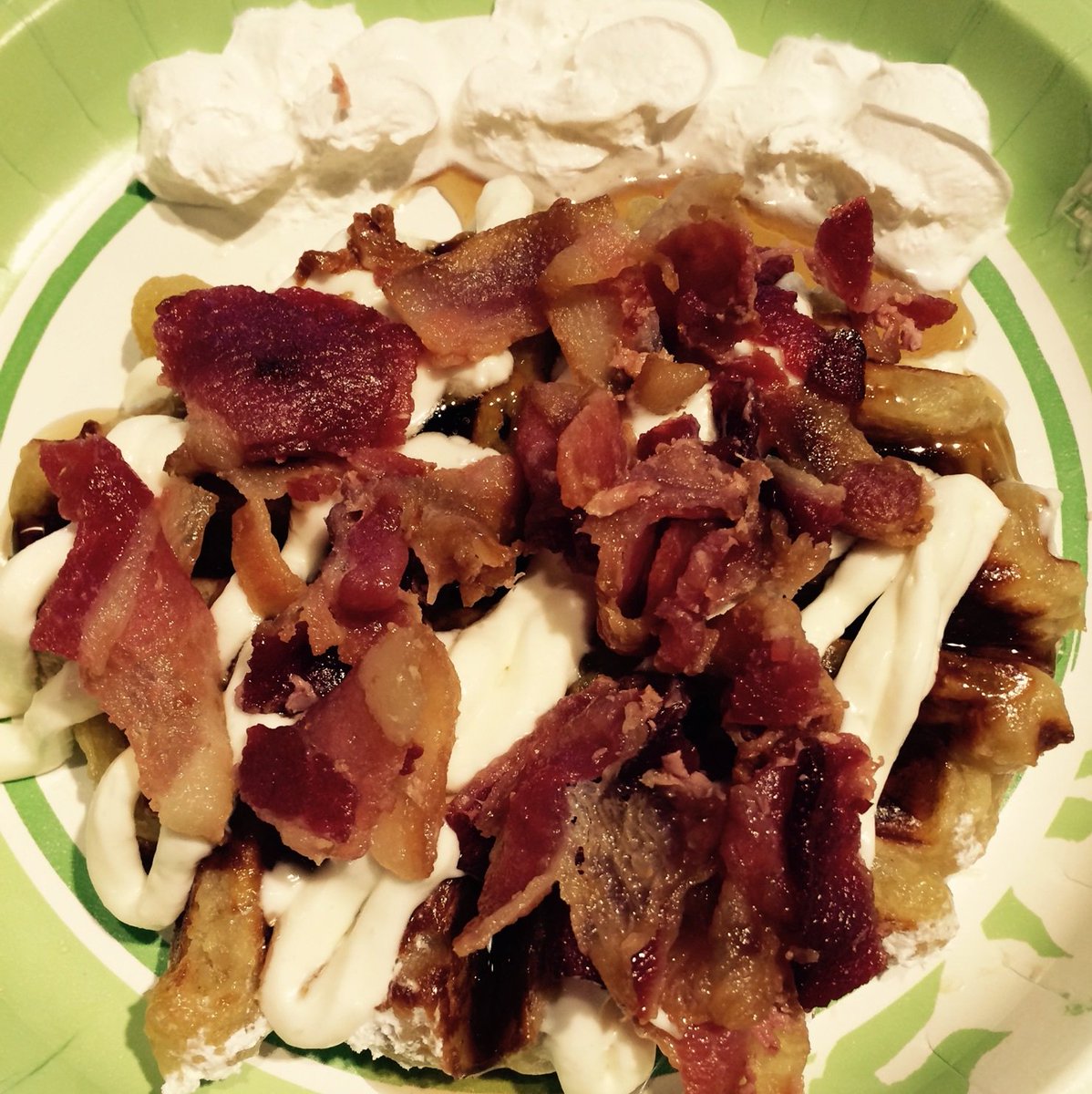 #WeAre Bacon &amp; Waffles... Bacon &amp; Waffles #Wafflelove #psueeeats #Pennstate #statecollege Sadie's is the Best place for "Specialty Waffles"!