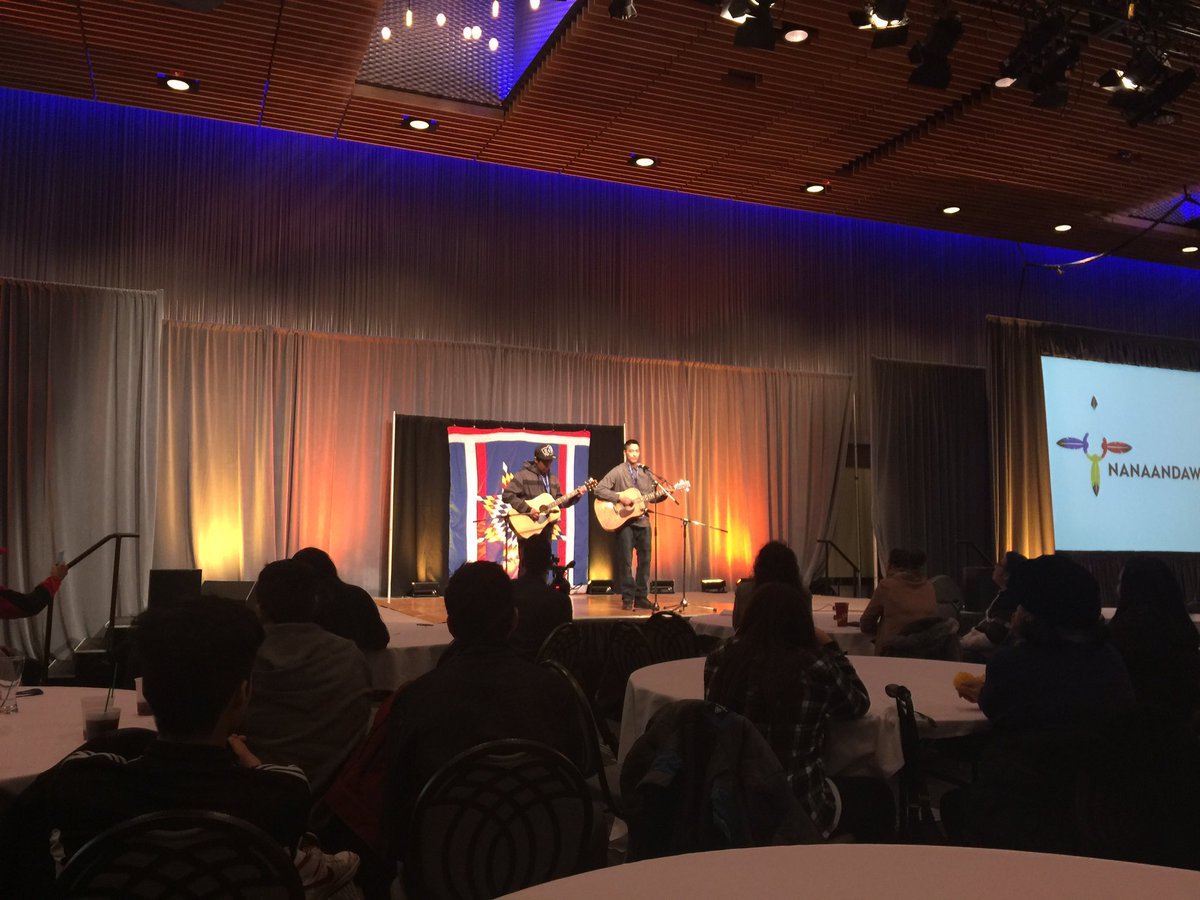 aarontmiddleton's tweet photo. First Nations with Attitude Showcase -Youth ICT Committee, great show!  #eHealth/#ict summit @ RBC Convention Centre Winnipeg @Nanaandawe https://t.co/iSvCtBqukN