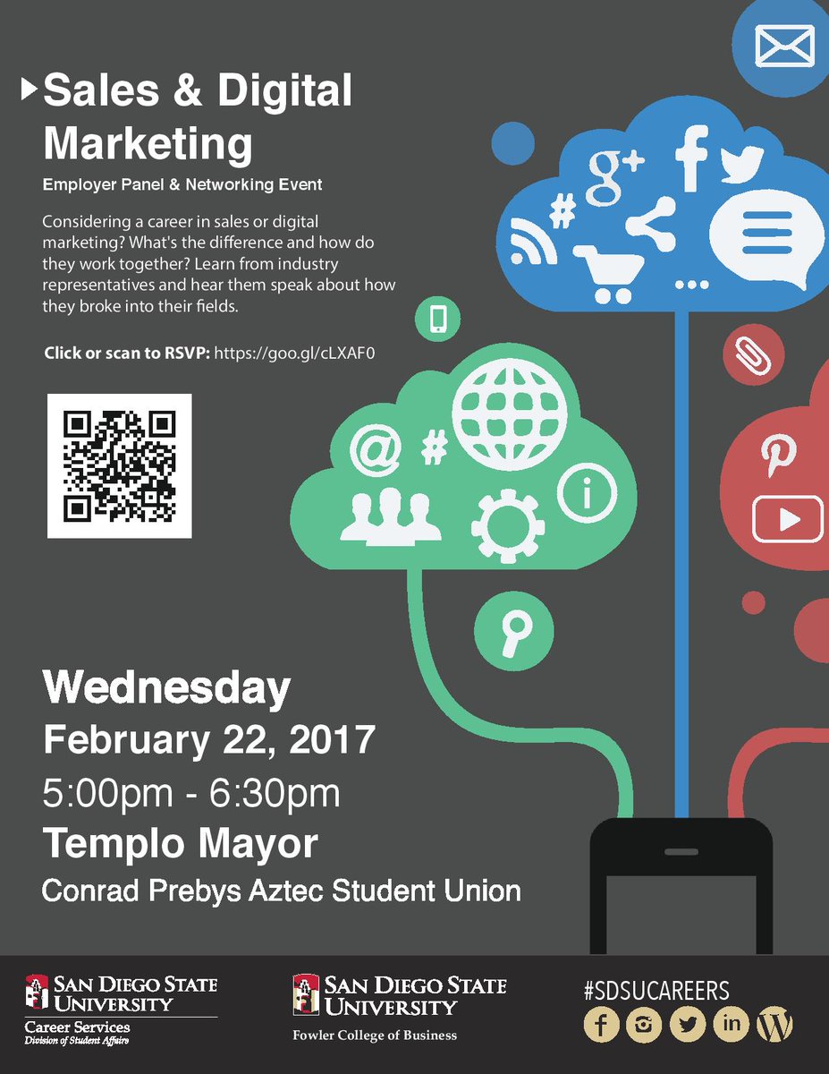 Sales &amp; Digital Marketing: 2/22 @ 5-6:30pm
RSVP @ Aztec Career Connection! Note: It is only for Fowler College of Business students!