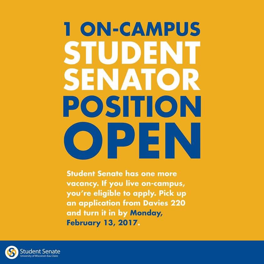 UWECStuSen's tweet photo. Join fellow student leaders who are passionate and driven. Apply for our on-campus senator position by next Monday! https://t.co/mYAMvsGIaC