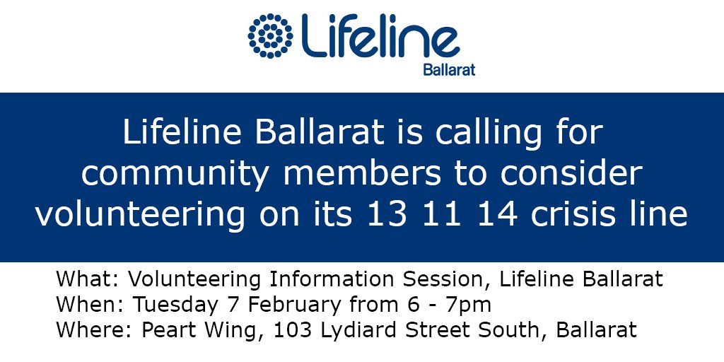 Will you answer the call? Come along to Lifeline Ballarat's volunteer information session tonight at 6pm to find out more about volunteering