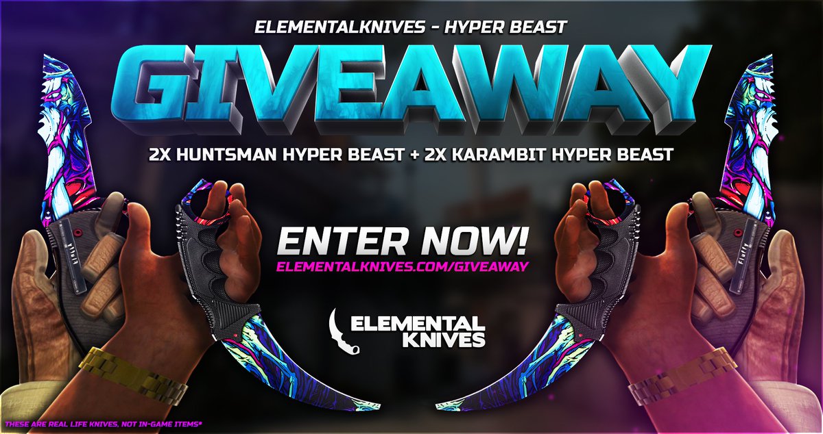 ElementalKnives's tweet image. ElementalKnives.com/Giveaway-HB

Giveaway time! We are giving away 4 knives in our new Hyper Beast 2 Colleciton.

RT + Follow
Ends Feb 13th