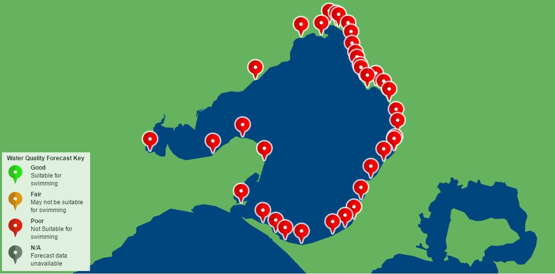 VicGovEPA's tweet photo. #BeachReport forecast: 36 beaches are rated POOR due to recent rain and likely stormwater pollution. Updates: https://t.co/lt0qAextBL https://t.co/dtW0u4sTvb