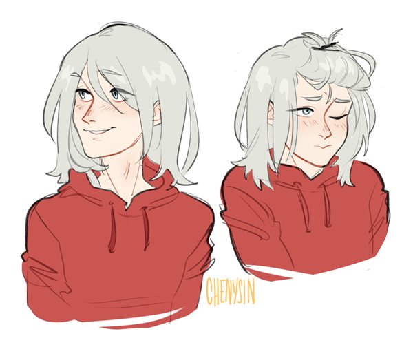 cheni_chin's tweet image. Victor with medium length hair ✂️❤️✨ #YuriOnIce #victornikiforov