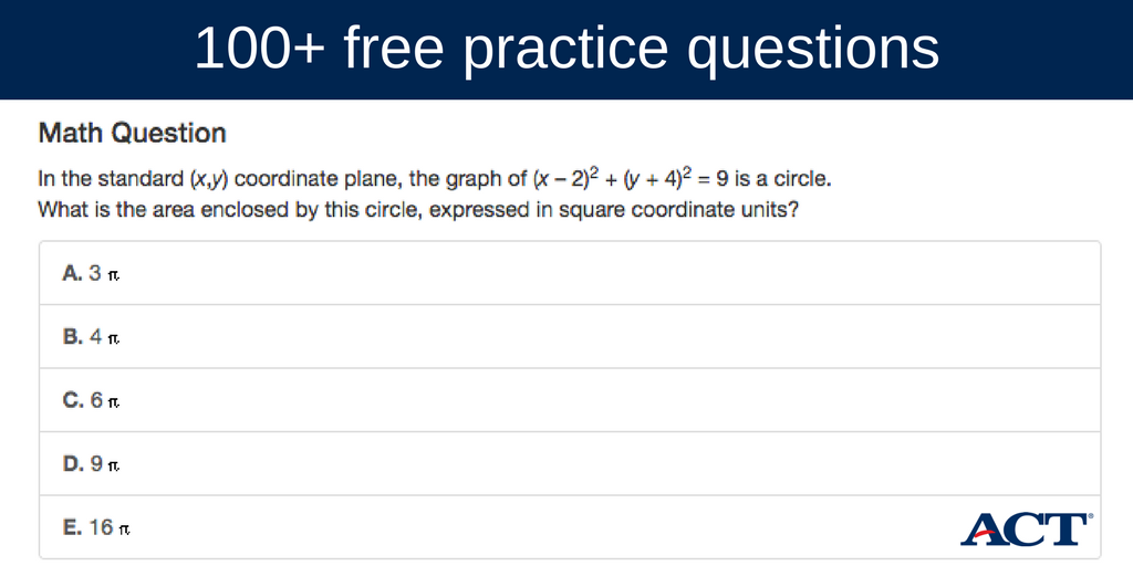 ACTStudent's tweet photo. Here are several free sample questions to help you prepare for the ACT: https://t.co/nO9tt8bHvo https://t.co/z9SBgo32WI