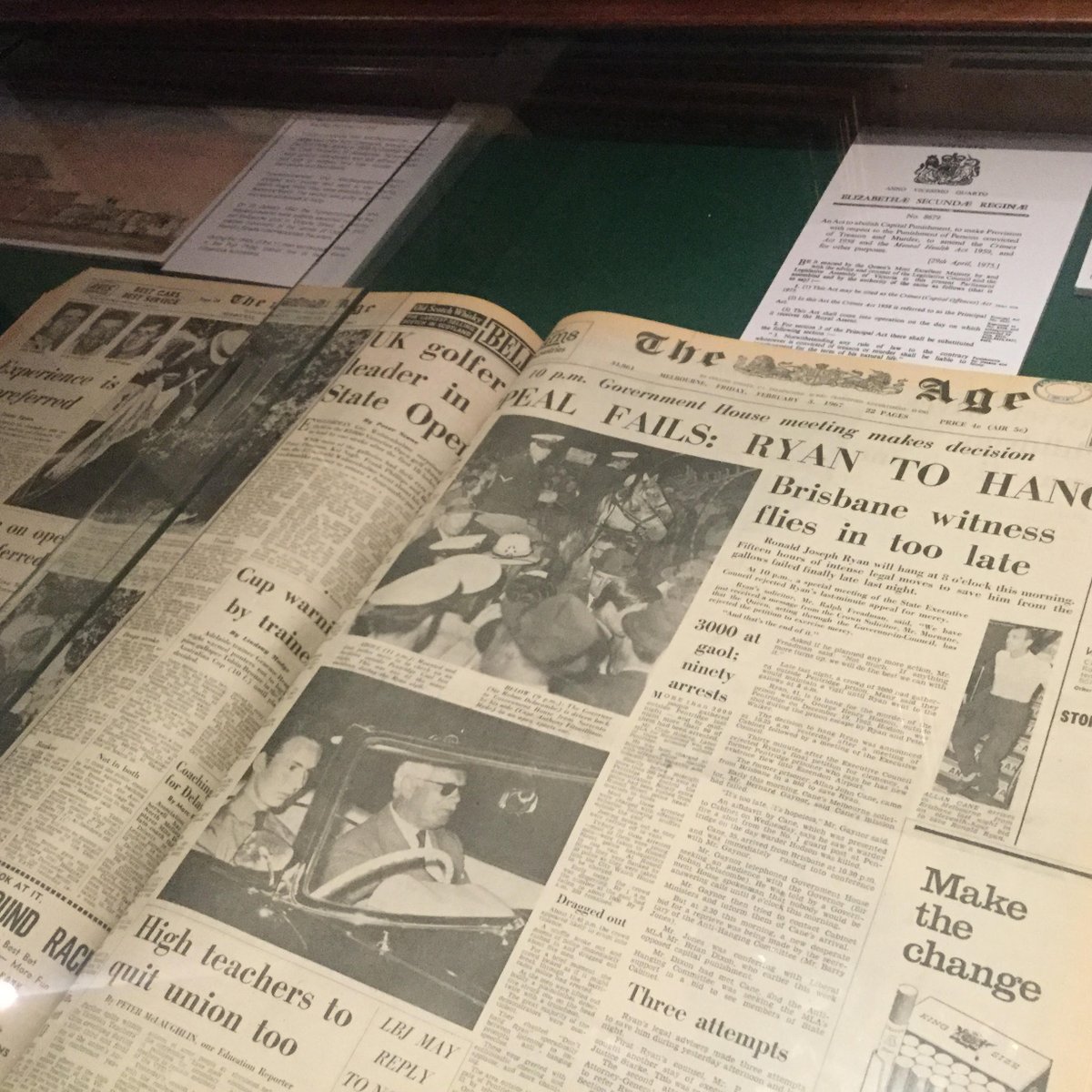 LawLibraryVic's tweet photo. Visit @SCVSupremeCourt Vic Supreme Crt Library new exhibition Capital Punishment & Ronald Ryan execution #RonaldRyan #dealthpenalty #auslaw https://t.co/HoNtGqjAKm