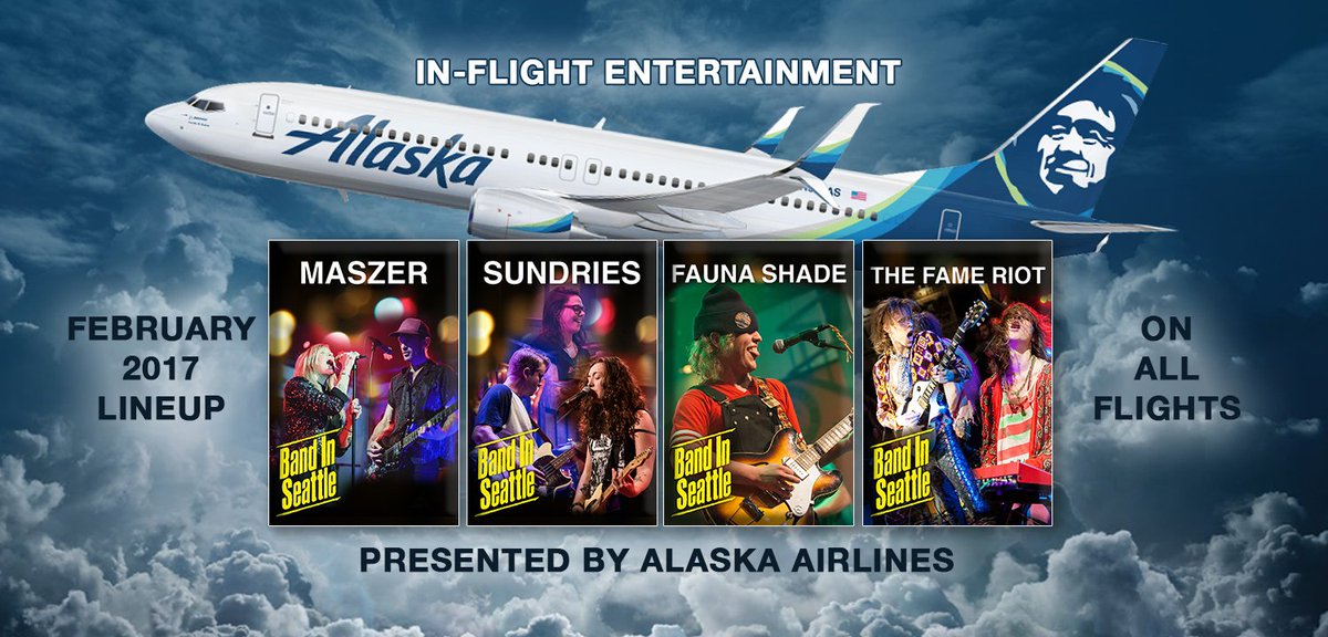 If you fly <a href="/AlaskaAir/">Alaska Airlines</a> in Feb, check out <a href="/sundriesmusic/">Sundries</a> <a href="/FaunaShade/">billy</a> <a href="/MASZERband/">MASZER</a> and <a href="/thefameriot/">THE FAME RIOT</a> on the in-flight entertainment! #iFlyAlaska