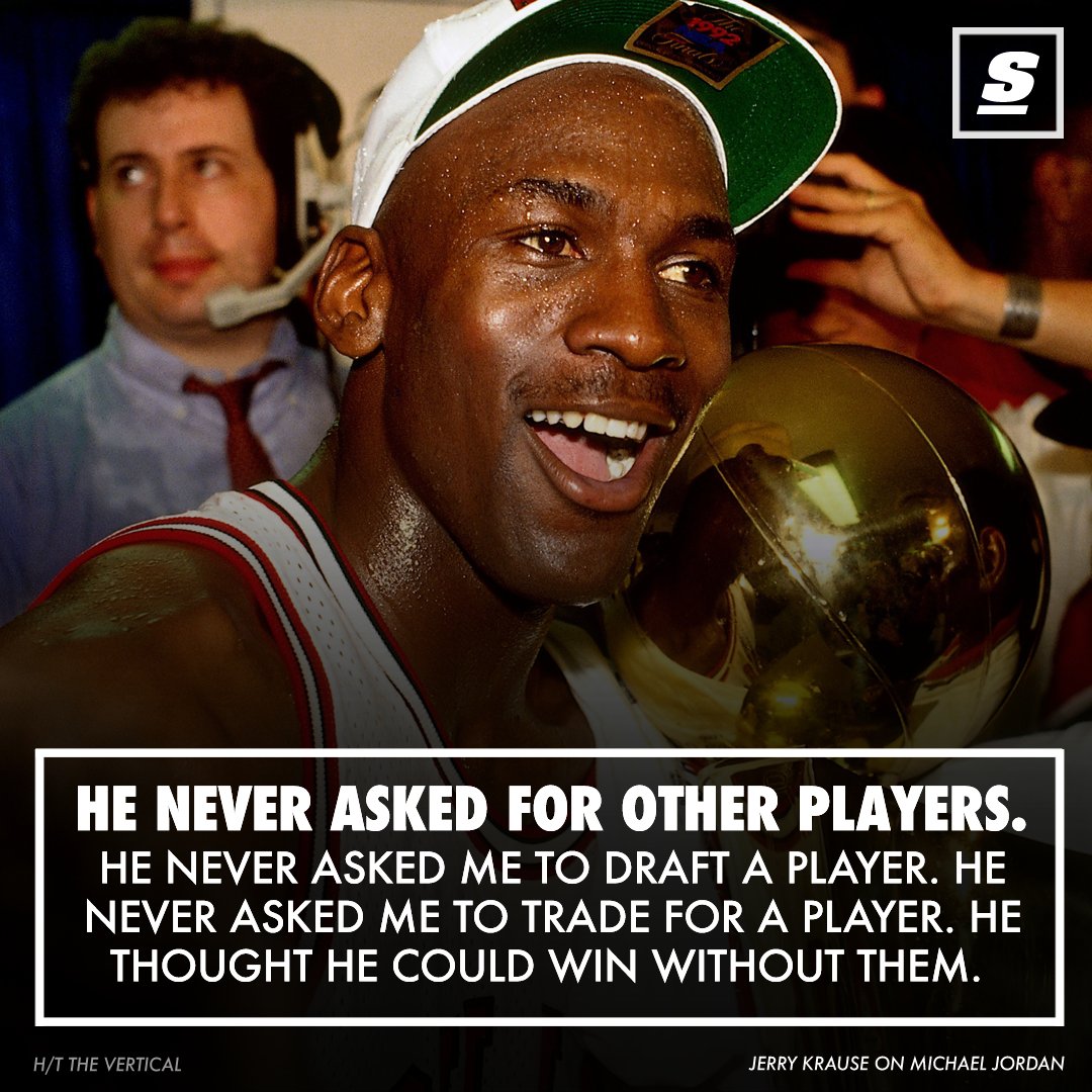 theScore's tweet photo. Former Bulls GM Jerry Krause puts his stamp on why Michael Jordan was the greatest... and why he will remain the greatest 🐐 https://t.co/EnUxL0e8BR