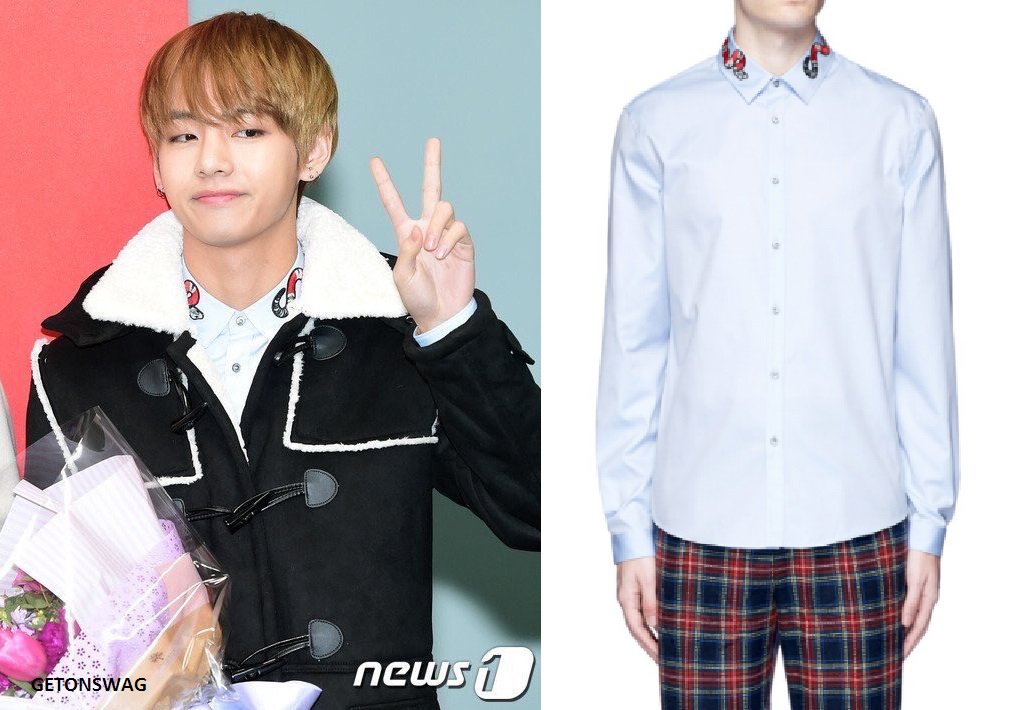 TKG on X: 📑 On his flight to New York, USA, Kim Taehyung was sporting a  @walesbonner 'Sonic Polo Shirt' (~$375), a pair of @Margiela 'Replica  Sneakers' ($540), accessorizing with a beautiful @