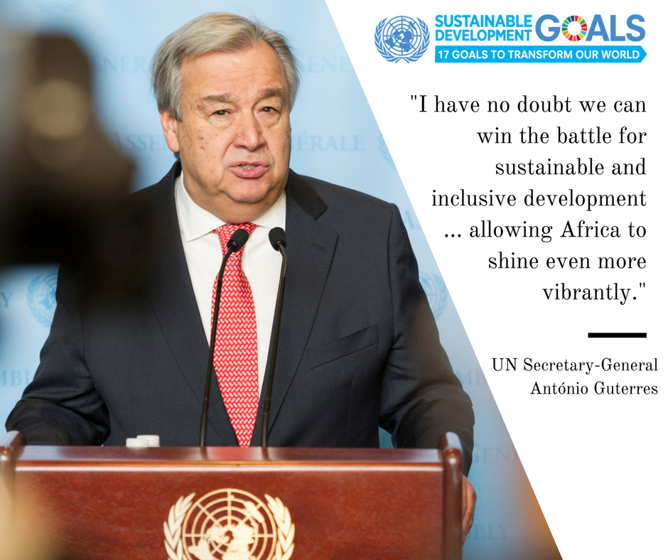 UN's tweet photo. #GlobalGoals - @AntonioGuterres says the world has much to gain from African wisdom, ideas &amp; solutions https://t.co/14rGfBZ25c https://t.co/m5yCEBxoZ0
