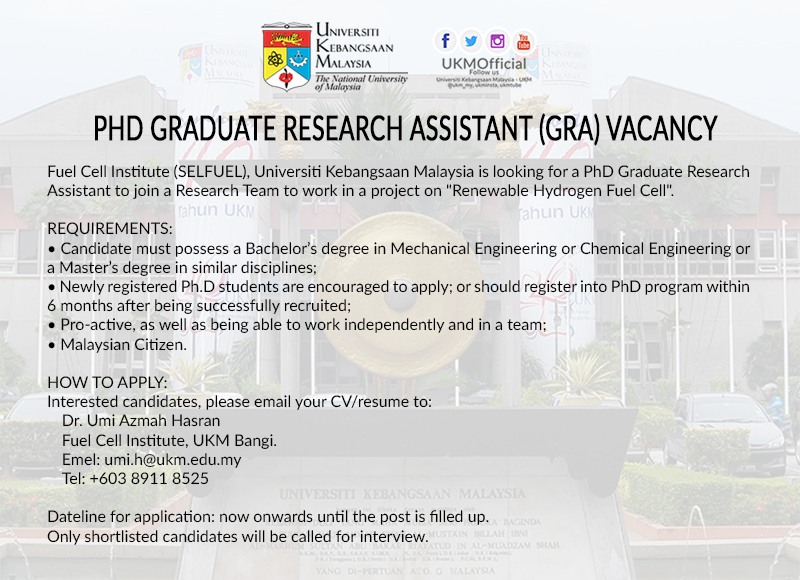 ukm_my's tweet photo. Berminat? Hantar CV/resume anda kepada Dr. Umi Azmah Hasran di email umi.h@ukm.edu.my  atau Tel: +603 8911 8525). #vacancyUKM #ukm #SelFuel https://t.co/4UjvlHmywq