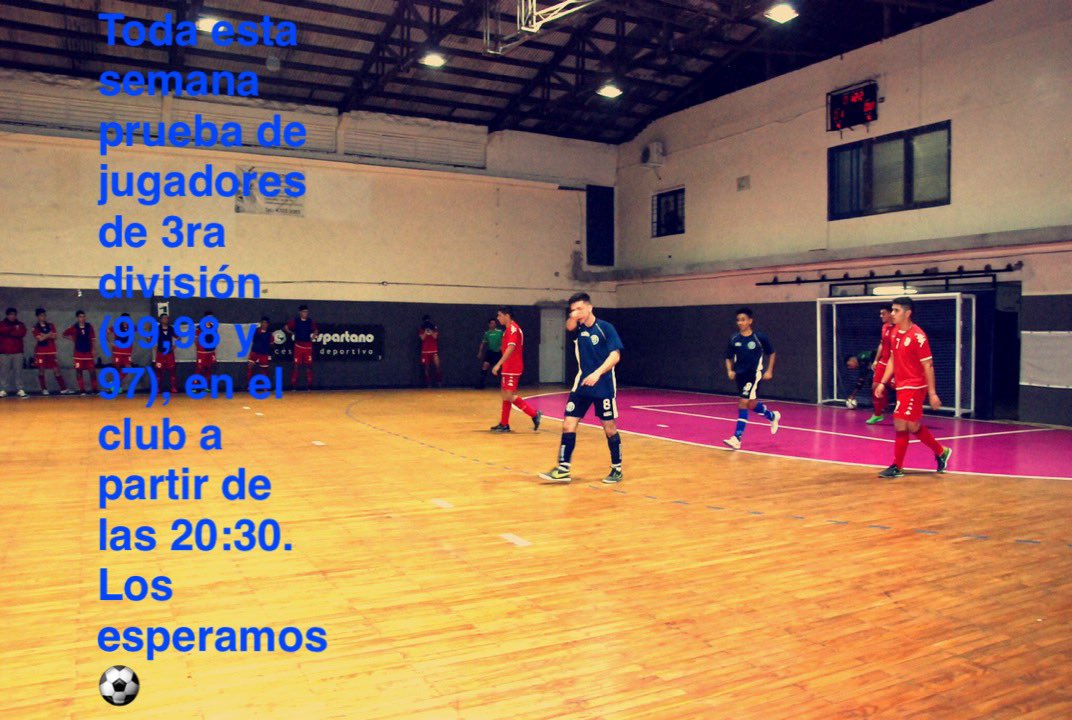 Prueba de jugadores de tercera división. Toda la semana a partir de las 20:30 en el club. Los esperamos ⚽️ <a href="/adostoquesfut/">A Dos Toques Futsal</a> <a href="/pasionfutsal/">Pasión Futsal</a>