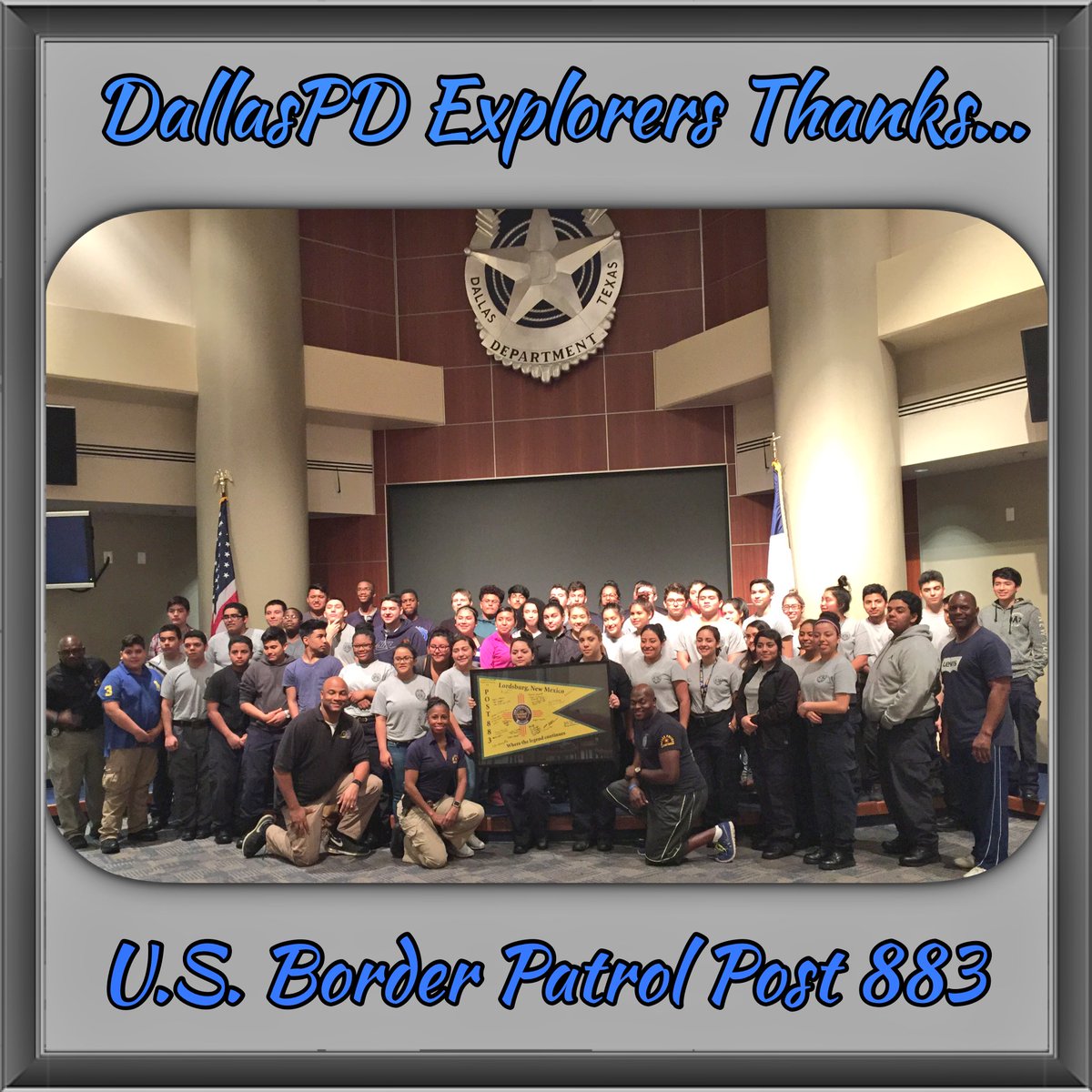 ExplorersDallas's tweet image. We are so appreciative of the 💙💙 &amp;amp; support! Thx #USBordePatrol #Post883 @DallasPD @DPYF4Kidz @DPDChiefPughes @DPDCPABarnes15 @Explorers1103