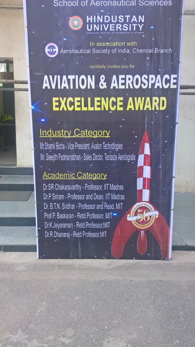 #Aviation & #Aerospace #Excellence #Awards presented to eminent personalities at Hindustan University 
#AeronauticalSocietyofIndia #Chennai