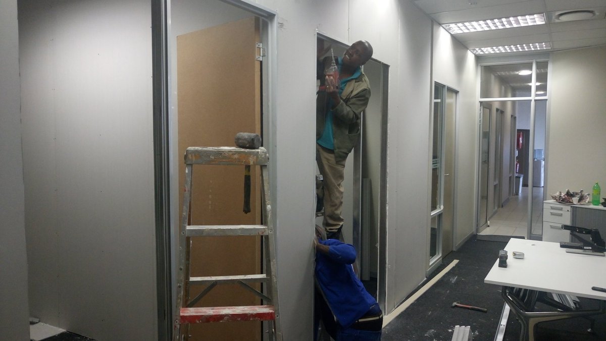 mrcprojects's tweet image. Here we installed new drywall with two doors and, two windows aswell. And paint the office.