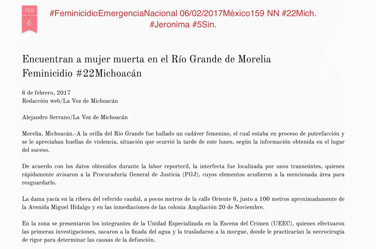 Fridaguerrera's tweet photo. #FeminicidioEmergenciaNacional 06/02/2017México159 NN #22Mich. #Jeronima #5Sin. https://t.co/vMJRzJ1KPO @AlFeminicidio @alynmon @CNDH https://t.co/0SwadfE8bB