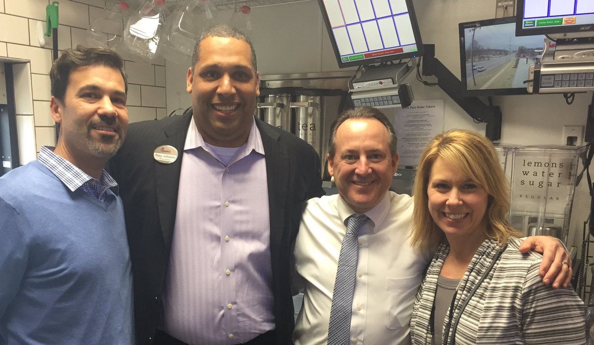 <a href="/cfaellisville/">ChickfilA-Ellisville</a> with Tony Johnson <a href="/RSDEllisville/">EllisvillePrincipal</a> and Tim Buss.  Grand opening this Thursday! #EatMoreChikin @DirectorDpaul <a href="/dresselsdrivers/">Miss Dressel's K</a>