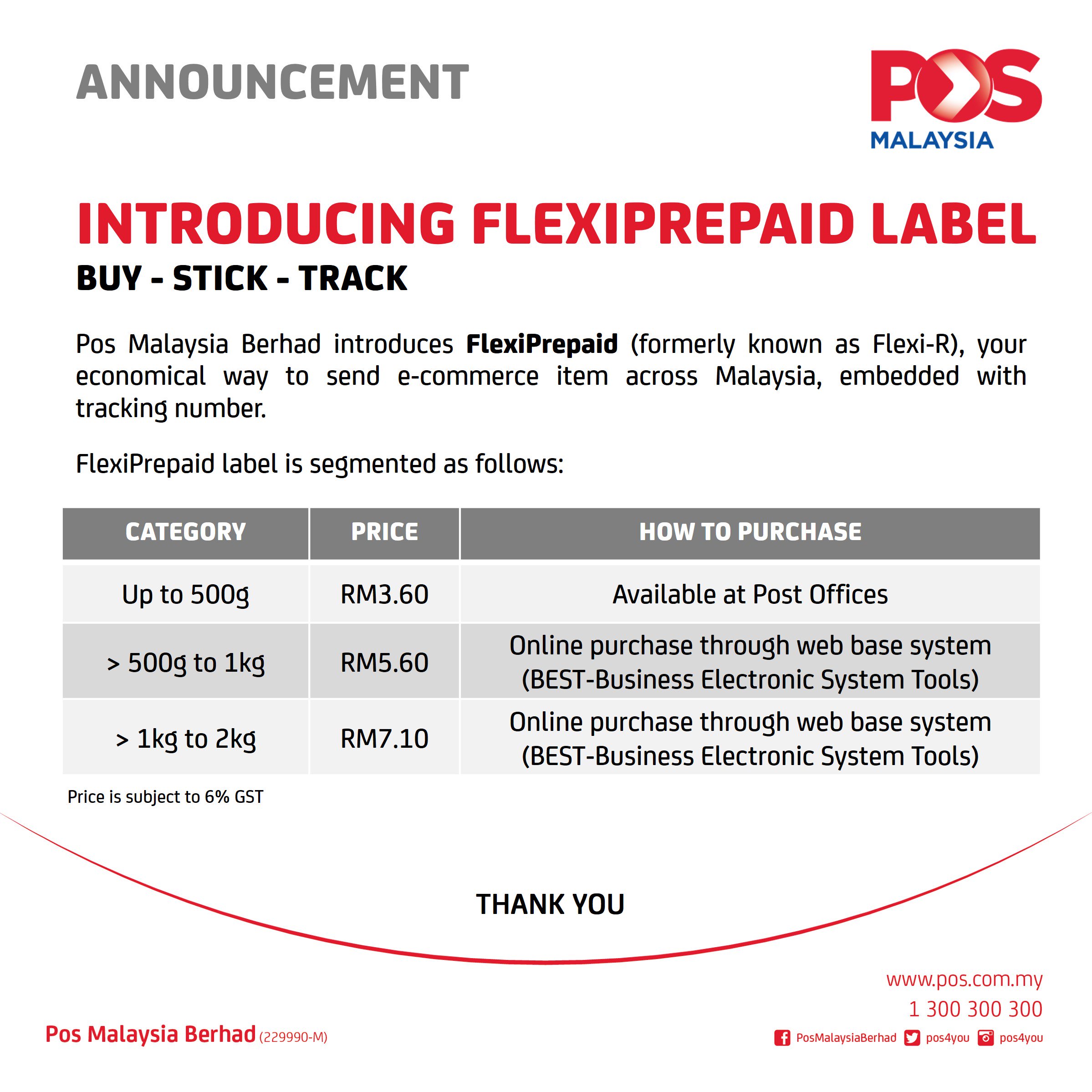 Pos Malaysia Berhad On Twitter Sizfara Hi It Is Advisable To Use Your Own Packaging To Avoid Confusion During The Process If You Want To Use Flexiprepaid Tq Ne Twitter