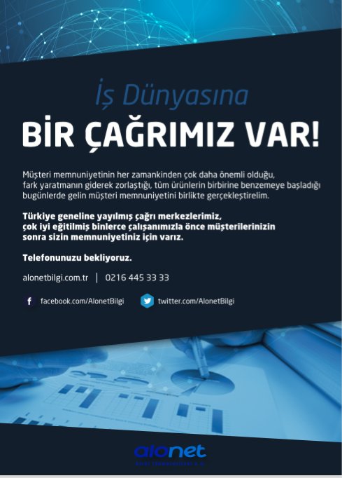 AlonetBilgi's tweet photo. İş Dünyasına Bir Çağrımız Var! #alonetbilgi #CagriMerkezi #MüşteriMemnuniyeti #ŞikayetYönetimi #crm https://t.co/Dkq0Kz5Hbl
