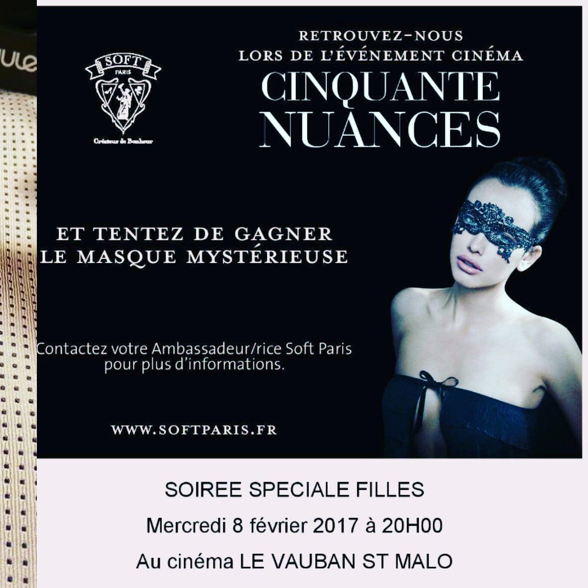 MaelysTrope's tweet photo. J-1! #fiftyshadesdarkermovie #50nuancesplussombres #createurdebonheur #softparis #saintmalo #soiréefille #lingerie #mrgrey https://t.co/LHZnJHr99A