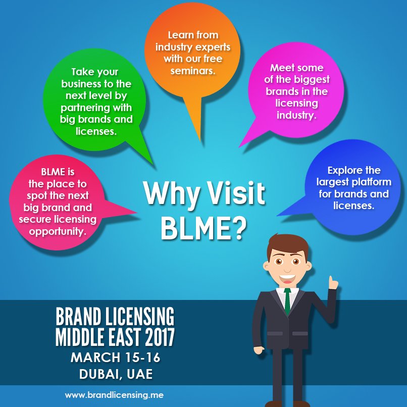 blme2017's tweet photo. Why visit BLME ? #licensing #blme #blme2017 #brandlicensingmiddleeast https://t.co/DjgwkJuwXw