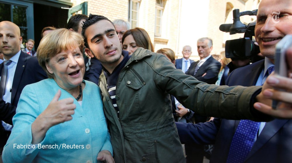 nytimes's tweet photo. Anas Modamani's selfie with Angela Merkel has appeared in several fake news reports. He's now suing Facebook. https://t.co/7NUe5TDVtq https://t.co/DTYGukGhzN