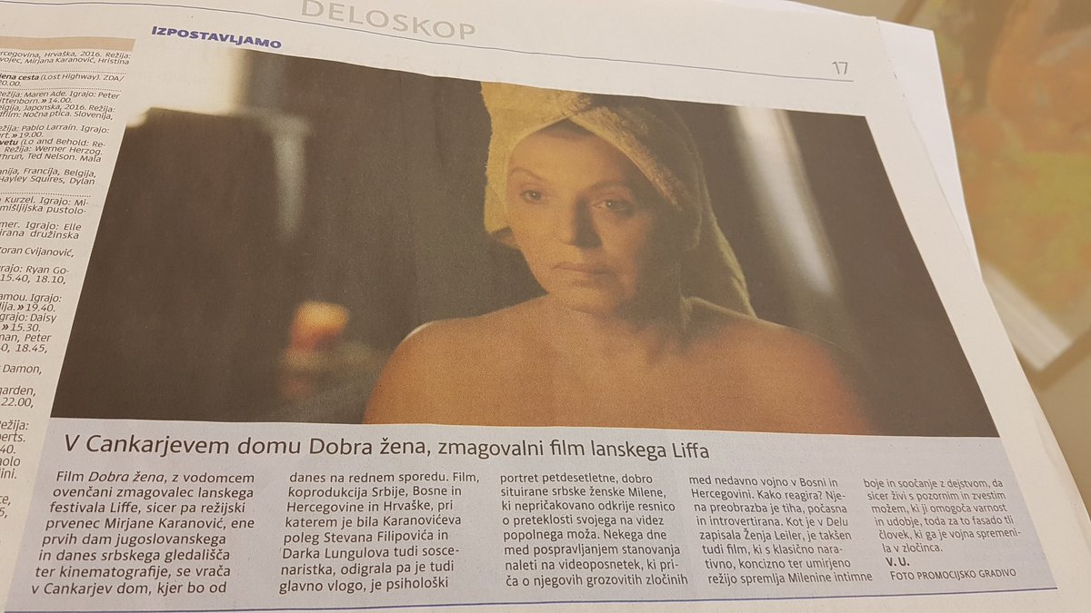 SimonLiffe's tweet photo. 'Dobra žena' Mirjane Karanović, zmagovalec #Liffe2016 
Od danes do 19.2. na rednem programu @cankarjevdom https://t.co/s9evVe8bQy