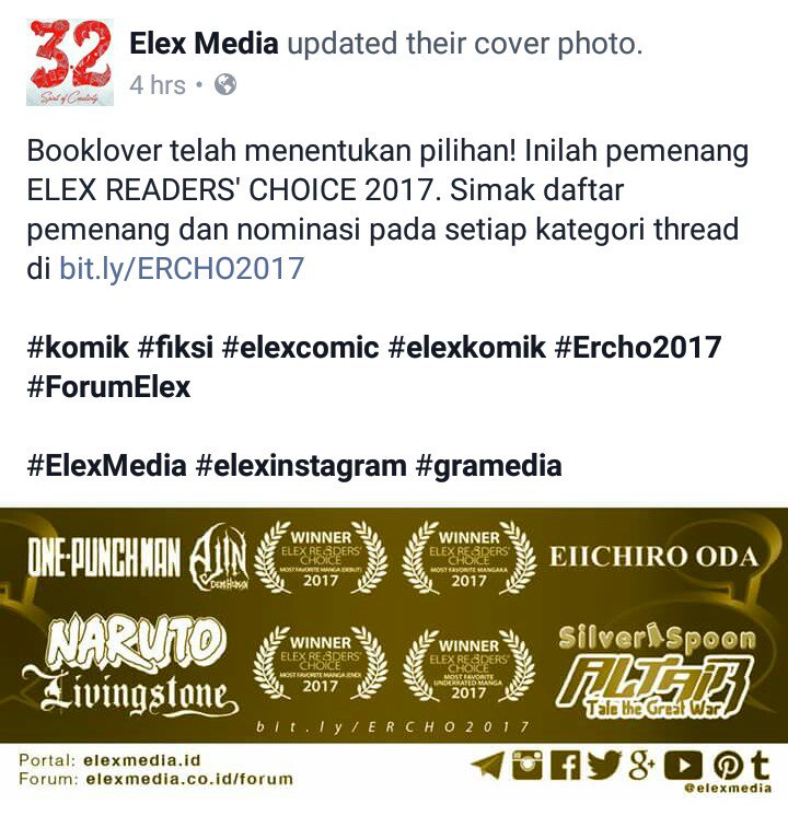 KOPI_RP's tweet photo. Eiichiro Oda terpilih sebagai Most Favorite Mangaka 2017 di Elex Readers' Choice 2017..

-Gaimon https://t.co/P9SZoyT5qg