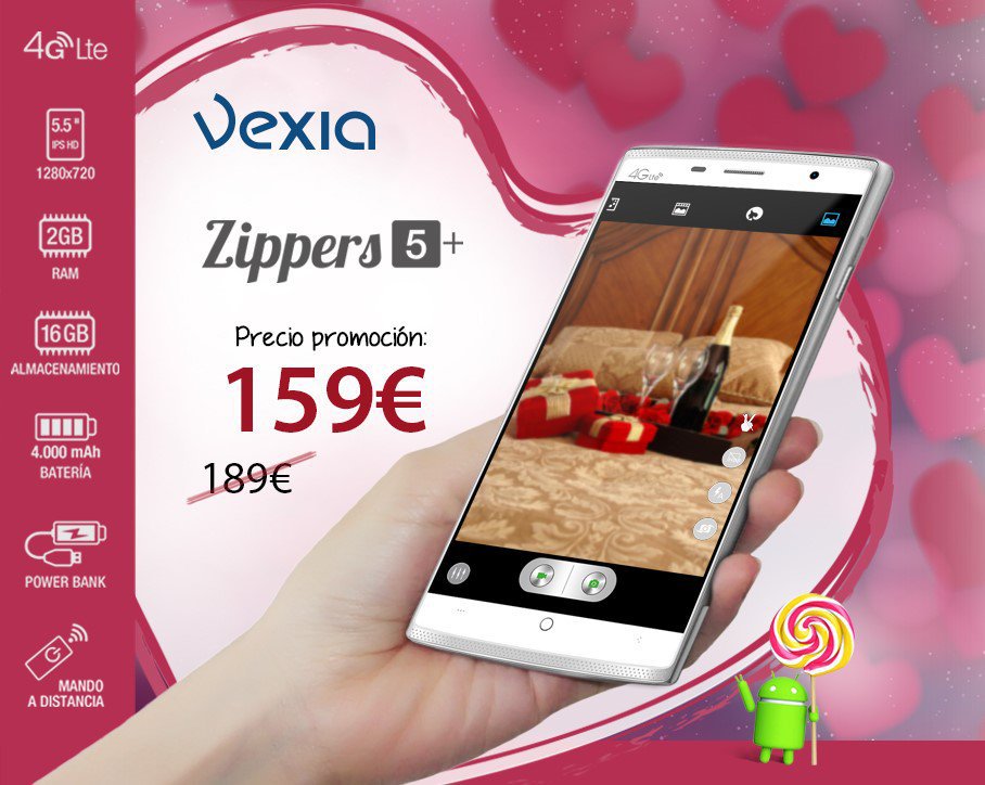 VexiaEU's tweet photo. ¿No sabes qué comprar en #SanValentin...? Regálale un smartphone Vexia Zippers 5+ y llévate una noche romántica https://t.co/yWhopTkBqB https://t.co/vzXKkxcR8d