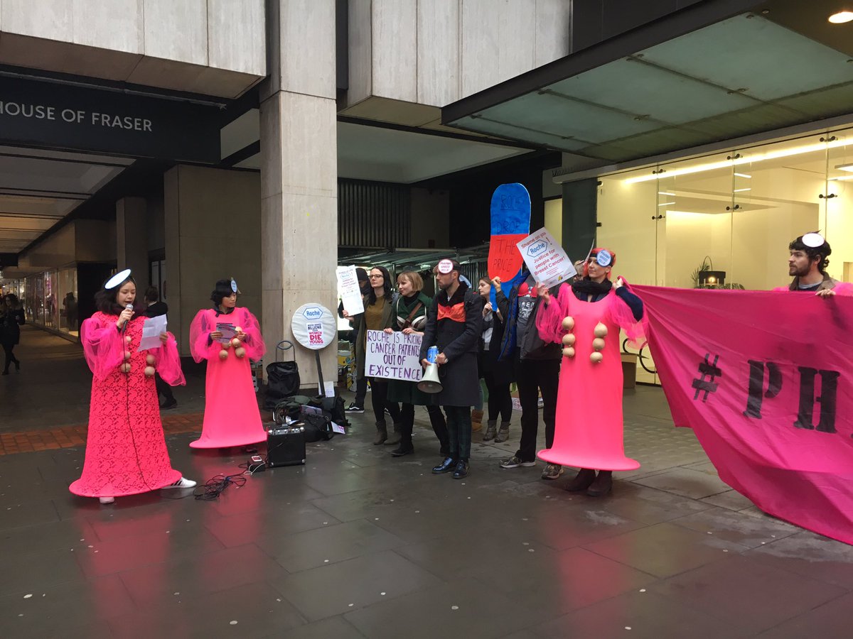 ACTUP_LDN's tweet image. Protesting this morning at Roche for extortionate drug pricing killing people the world over raising breast cancer, HIV, Hepatitis prices!